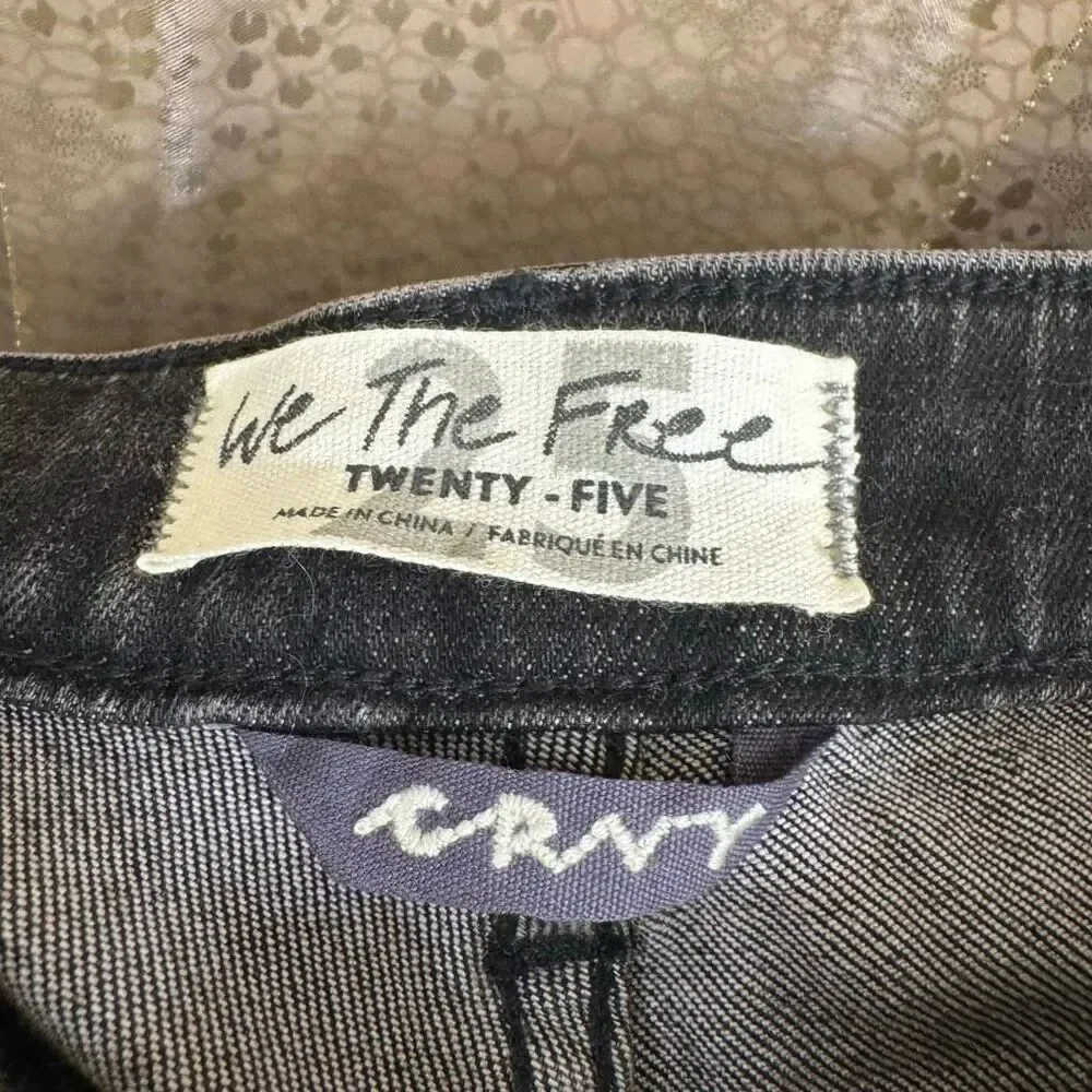 Free People We The Free Black Faded Skinny Jeans Curvy High Rise Size 25